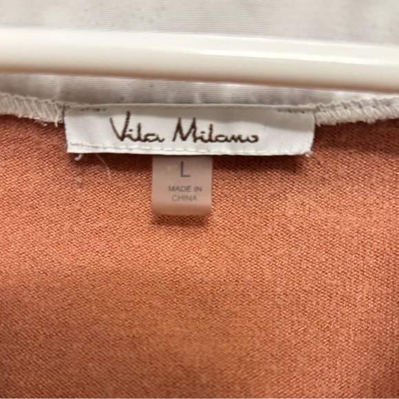 Vila Milano Layered Sweater Vest Blouse Rust Brown White Size L - Picture 2 of 3